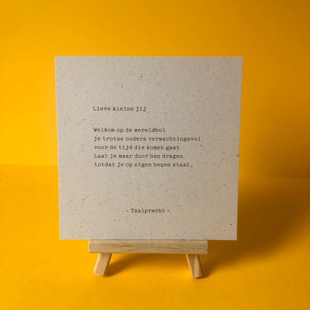Mini ezel met gedicht van #metzorggemaakt
