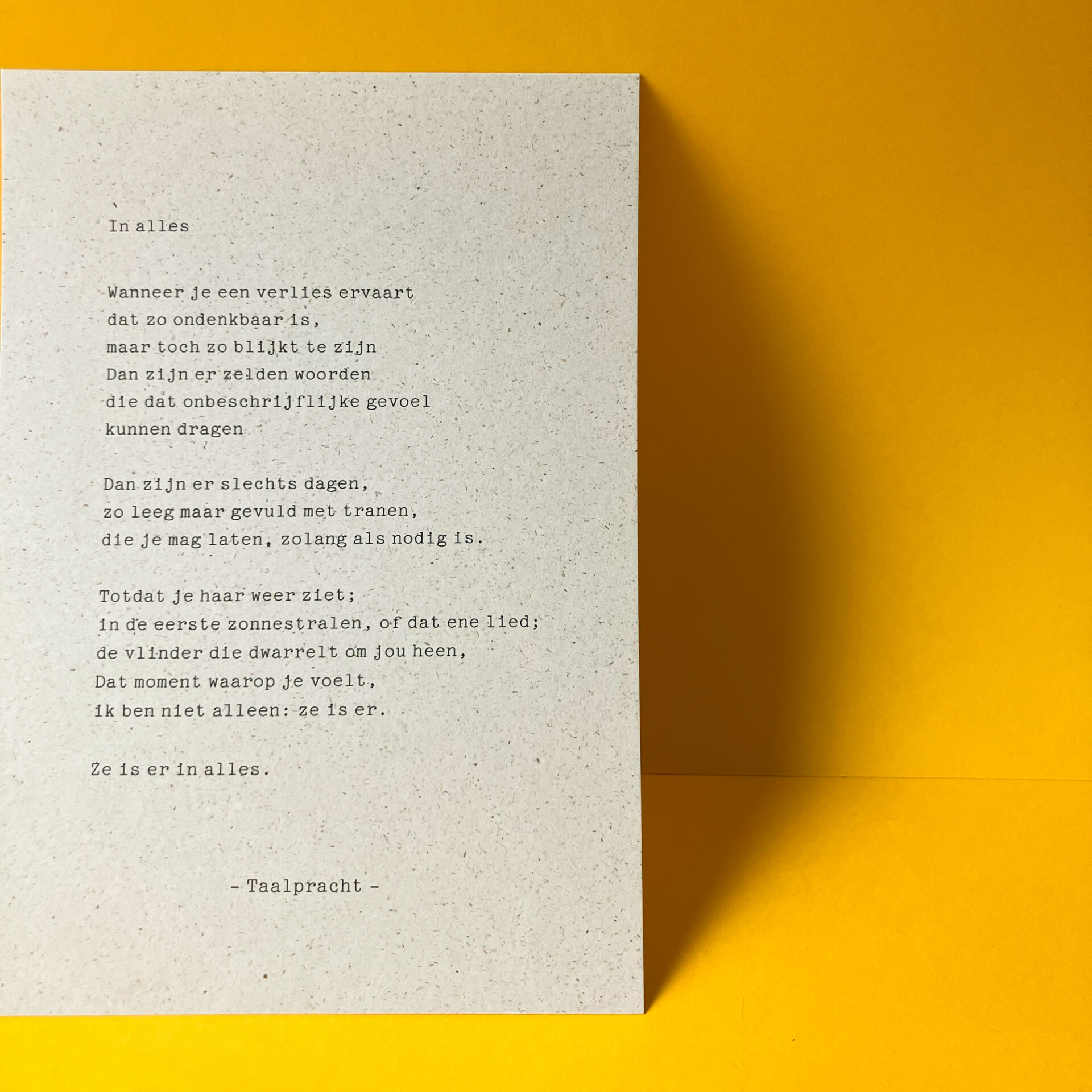 Gedicht met de titel 'In alles' | A5 | van Taalpracht